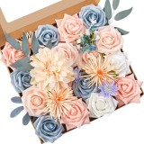 Cumpara ieftin Set de flori artificiale, flori roz pentru nunta, flori artificiale pentru buchete de nunta DIY, decoratiuni centrale pentru petreceri de baby shower