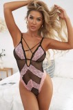 R848-51 Body sexy din plasa fina cu dantela florala, M, M/L, S/M