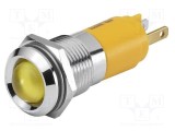 Lampă de control LED galbenă convexă 230V &Oslash;14mm EAO Seria 17