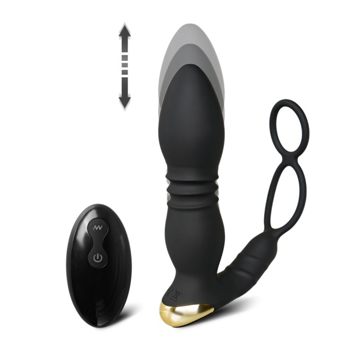 Stimulator prostata Thrusting Dual Ring Black