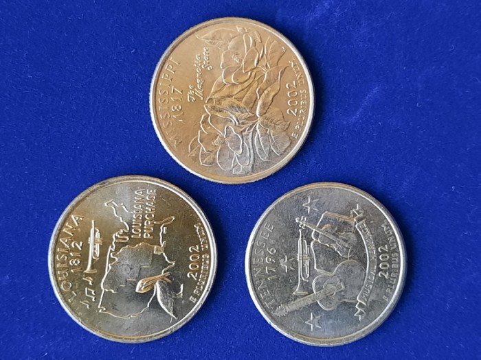 Lot 3 x 1/4 Dollar &quot;Washington Quarter&quot; 2002 USA - B 5828