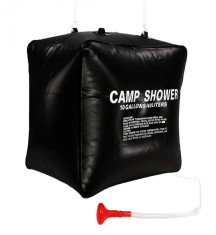 Dus solar pentru camping, 40L, 40x40x28 cm, furtun de 70 cm, franghie 2 m, negru foto