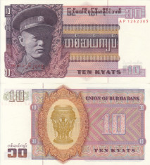 BURMA 10 kyats ND (1973) UNC!!! foto