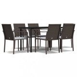 Cumpara ieftin Set mobilier de gradina cu perne, 7 piese, poliratan si otel