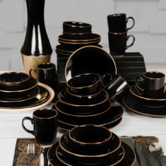 Serviciu de masa, Keramika, 275KRM1730, Ceramica, Negru