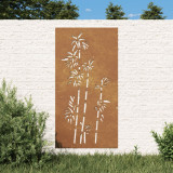 Decoratie perete de gradina 105x55 cm design bambus otel Corten GartenMobel Dekor, vidaXL