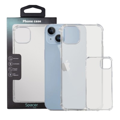 Husa Iphone 14 Plus Spacer, grosime 1.5mm, protectie suplimentara antisoc la colturi, material flexibil TPU, transparenta &amp;quot;SPPC-AP-IP14PL-CLR&amp;quot; foto