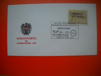 HOPCT PLIC S NR 566 ZIUA AEROFILATELIEI 1973 AUSTRIA -AVION / AVIATIE foto