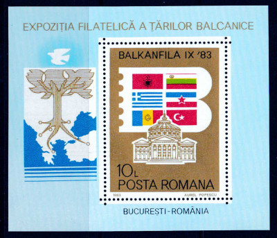 RO 1983 LP 1089 ,&amp;quot;Expo. &amp;quot;Balkanfila IX&amp;quot; &amp;quot; , colita 197 , MNH foto