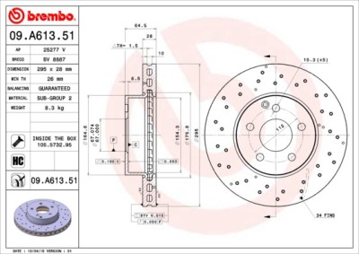 BREMBO 09.A613.51 PRIME LINE - UV Coated Disc frana foto