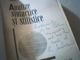 Sorin Stati, Gh. Bulgar - ANALIZE SINTACTICE SI STILISTICE / cu autograf {1970 }