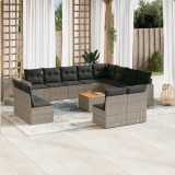 Cumpara ieftin Set mobilier de grădină cu perne, 13 piese, gri, poliratan