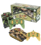 Set 2 tancuri militare de jucarie RC 9993 2.4GHz cu telecomanda, rotire 360 grade