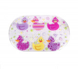 Covoras de baie oval antiderapant, figurina ratusca, PVC, 69x39 cm