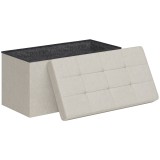 HOMCOM Banc de depozitare pouf de depozitare pliabil bout de lit repose-pieds cu capac capitonat 76L x 38l x 38H cm crem | Aosom Romania
