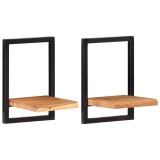 Cumpara ieftin Rafturi de perete 2 buc. 25x25x35 cm lemn masiv acacia/otel