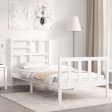 Cumpara ieftin Cadru de pat fără saltea, alb, 90x200 cm, lemn masiv pin