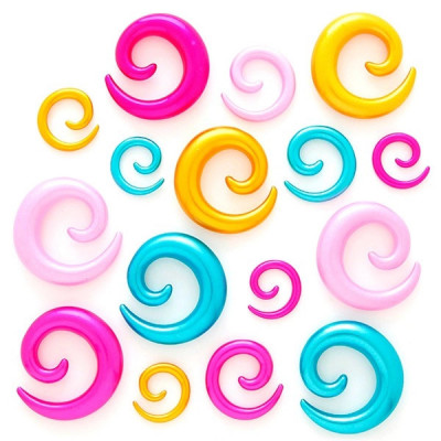 Expander pentru ureche &amp;ndash; spirale lucioase colorate - Lățime: 6 mm , Culoare Piercing: Auriu foto