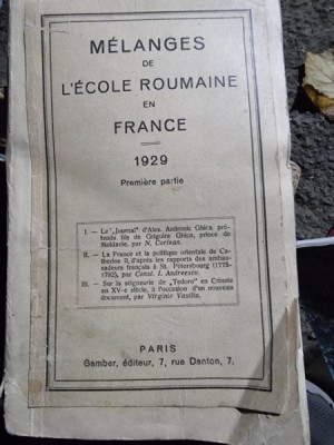 Melanges de L&amp;#039;Ecole Roumaine en France 1929 foto