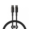 CABLU alimentare si date Baseus Tungsten Gold, Fast Charging Data Cable pt. smartphone, USB Type-C la USB Type-C 100W, braided, 2m, negru &quot;CATWJ-A01&quot;