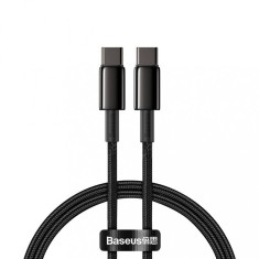 CABLU alimentare si date Baseus Tungsten Gold, Fast Charging Data Cable pt. smartphone, USB Type-C la USB Type-C 100W, braided, 2m, negru &quot;CATWJ-A01&quot;