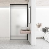 Paravan dus walk-in Aqua Roy Black, model Fence negru, sticla 8 mm mata, securizata, anticalcar, 120x195 cm