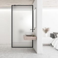 Paravan dus walk-in Aqua Roy Black, model Fence negru, sticla 8 mm mata, securizata, anticalcar, 70x195 cm