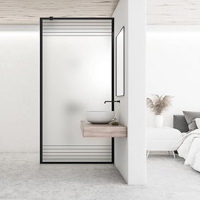 Paravan dus walk-in Aqua Roy Black, model Fence negru, sticla 8 mm mata, securizata, anticalcar, 120x195 cm foto