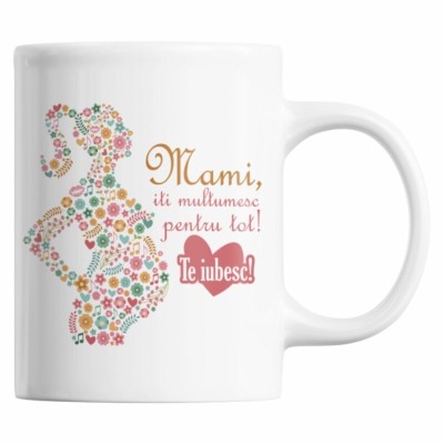 Cana alba personalizata &amp;quot;Mami, iti multumesc pentru tot!&amp;quot;, INOVATIX&amp;reg;. 330ml foto