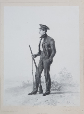 LOUIS ROUSSEAU , LITOGRAFIE DUPA UN DESEN de AUGUSTE RAFFET , MONOCROMA, DATATA 1848 foto
