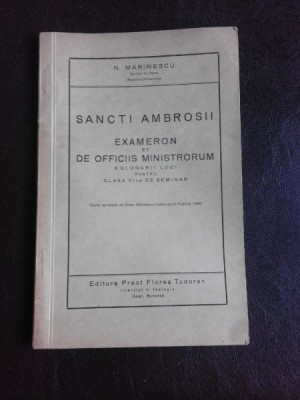 Sancti Ambrosii, Exameron et de officiis ministrorum, manual pentru clasa a VII-a de seminar - N. Marinescu foto