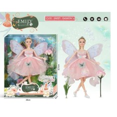 Papusa Emily zana cu rochita roz 30 cm