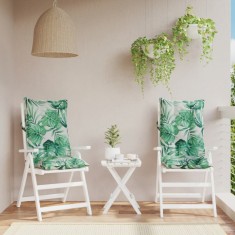 vidaXL Perne de scaun spătar &amp;icirc;nalt, 2 buc, model frunze, textil Oxford foto