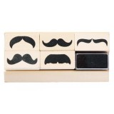 Cumpara ieftin Set of 5 Wooden Moustache Craft Stamps