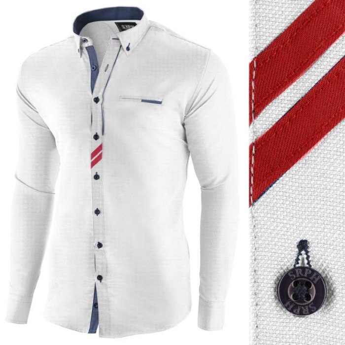 Camasa pentru barbati, alba, slim fit, casual - Monument Pierre Camasa pentru barbati, alba, slim fit, casual - Monument Pierre