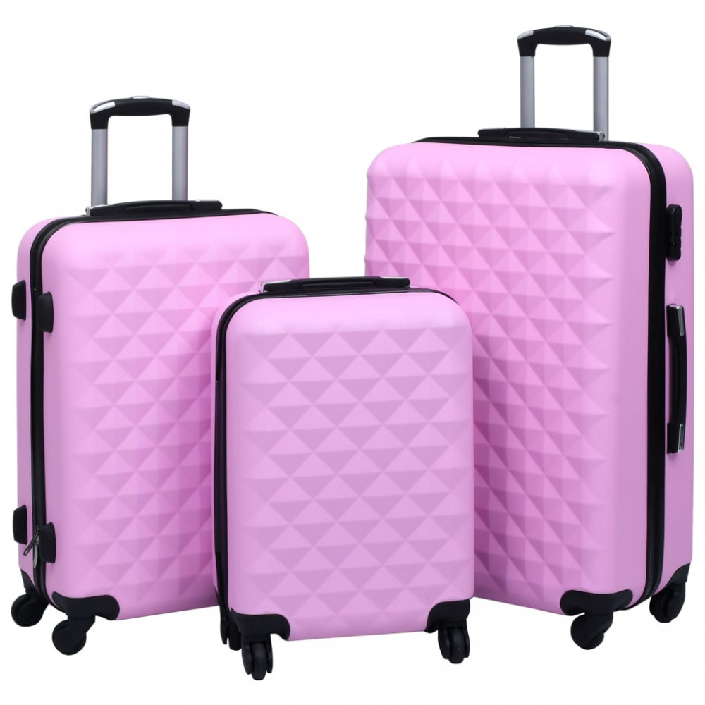 Set de valize cu carcasă rigidă, 3 piese, roz, ABS | Okazii.ro