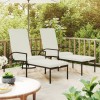 Set 2 Sezlonguri Gradina Gossi Negru Poliratan cu Suport Picioare, Reglabil, Perna inclusa 195x60 cm