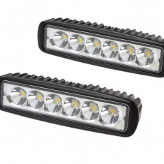 Set 2 Proiectoare LED Auto Offroad 18W, 12V-24V, 1320 Lumeni, 16 cm, BZRSH