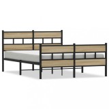 Cadru de pat metalic fara saltea, stejar sonoma, 150x200 cm