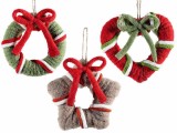 Set 3 ornamente brad Craciun textil multicolor cm 14 x 13 H