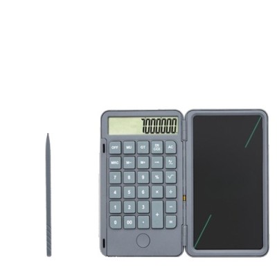 Calculator de mana reincarcabil cu tabla de scris, flippy, calculator portabil, ecran lcd, afisaj cu 12 cifre, ecran de 15 cm, culoare gri foto