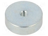 Magnet neodim fix &Oslash;20mm H6mm oțel filet M4 2,5mm ELESA GANTER