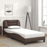VidaXL Cadru de pat cu tăblie, maro, 80x200 cm, piele ecologică