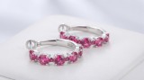 Cercei Huggie din Argint 925 cu Zirconiu Roz-Rubin Eternity
