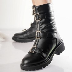 Ghete Dama Imblanite Negre din Piele Ecologica Agnes, 36