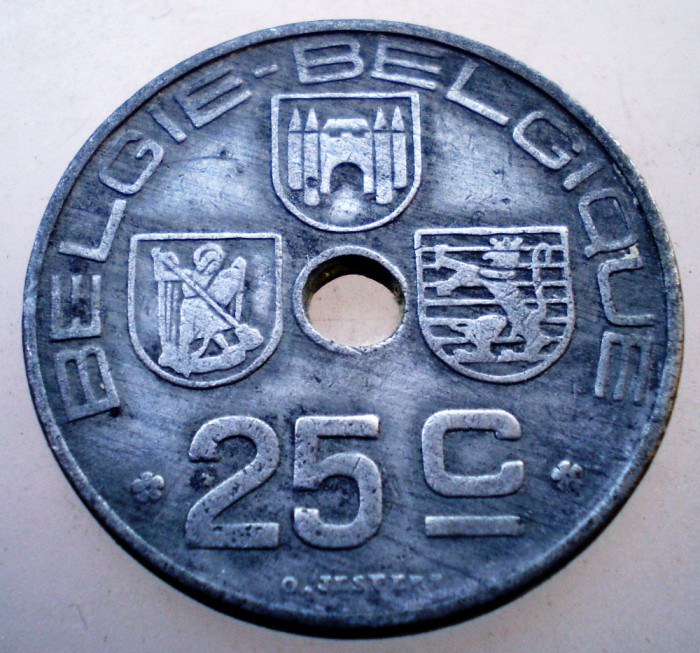2.208 BELGIA WWII 25 CENTIMES 1946