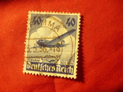 Serie Germania 1936 - Aviatie -10 Ani Lufthansa -40pf albastru ,stampilat foto
