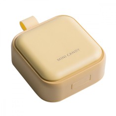 Cutie depozitare medicamente mini, flippy, 4 compartimente, inchidere etans, portabila, patrat, galben, pp, 7.5x7.5x3 cm