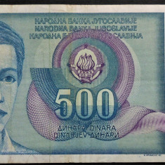 Bancnota 500 DINARI / DINARA - YUGOSLAVIA, anul 1990 * cod 225