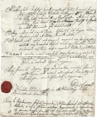 A3032N Act din anul 1820, T&acirc;rgu Lăpuș, Maramureș, cu sigiliu &icirc;n ceară roșie